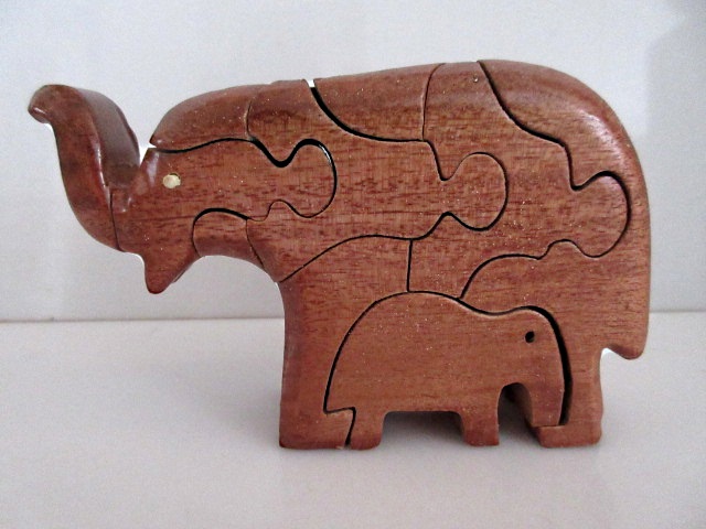 Puzzle en bois - lphant et bb